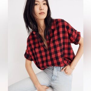 Madewell Flannel Courier Shirt in Buffalo Check size SM oversized cotton